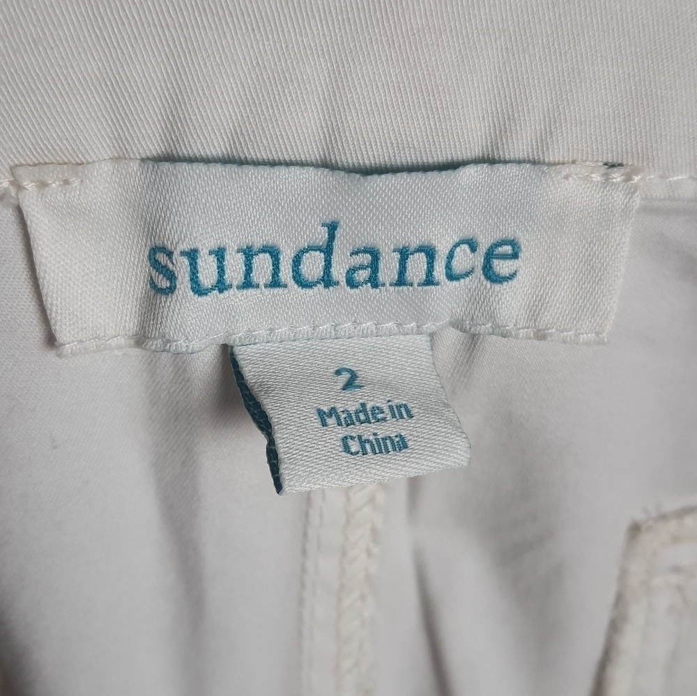 Sundance Embroidered Floral Cargo Pants Womens Size 2 Cream Spring Straight Leg - Picture 2 of 16